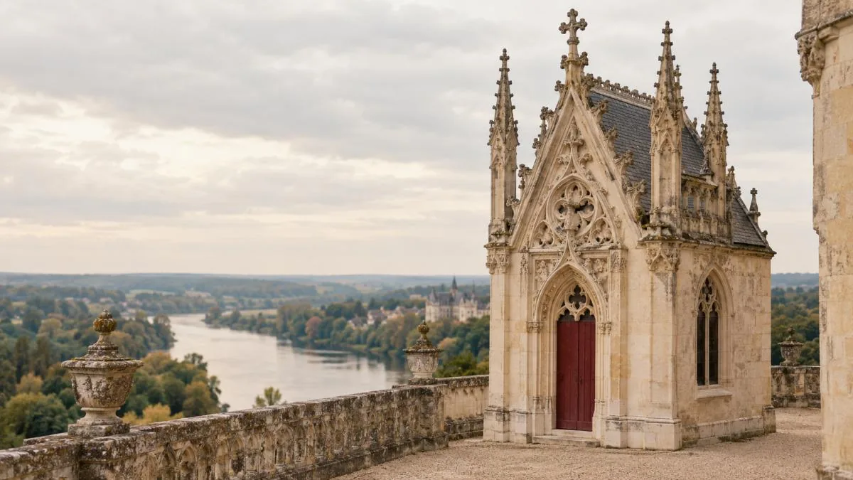 The flamboyant Gothic Saint-Hubert chapel on the château terrace at Amboise