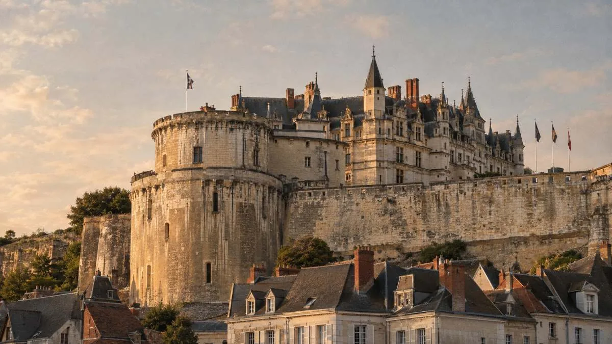 The Château Royal d'Amboise on its rock above the Loire, seen from the town