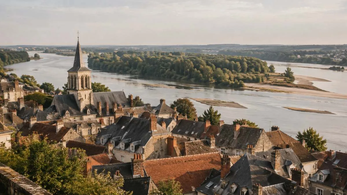 The rooftops of Amboise and the Loire seen from the château terrace